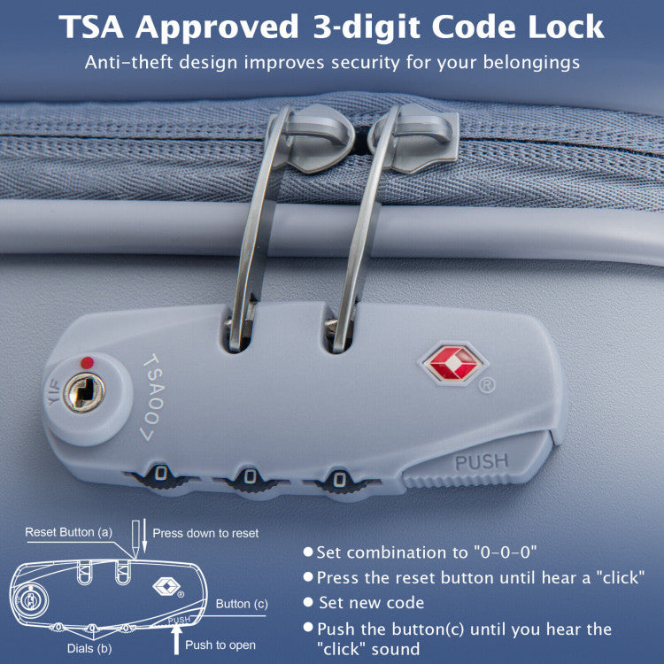 Durable Hardside Spinner Luggage with TSA Lock & Adjustable Handle for Travel