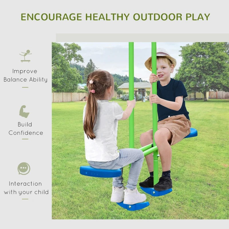 Heavy Duty Metal Swing Set with Glider, 2 Adjustable Swings, A-Frame for Backyard Play