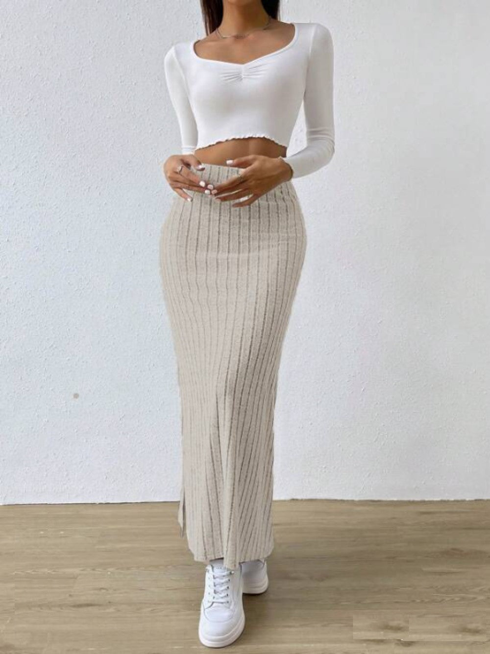 High Waist Women Split Thigh Skirt