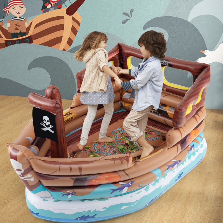 Inflatable Pirate Ship Playhouse with Motor & Toy Sword | Fun Kids' Inflatable Set