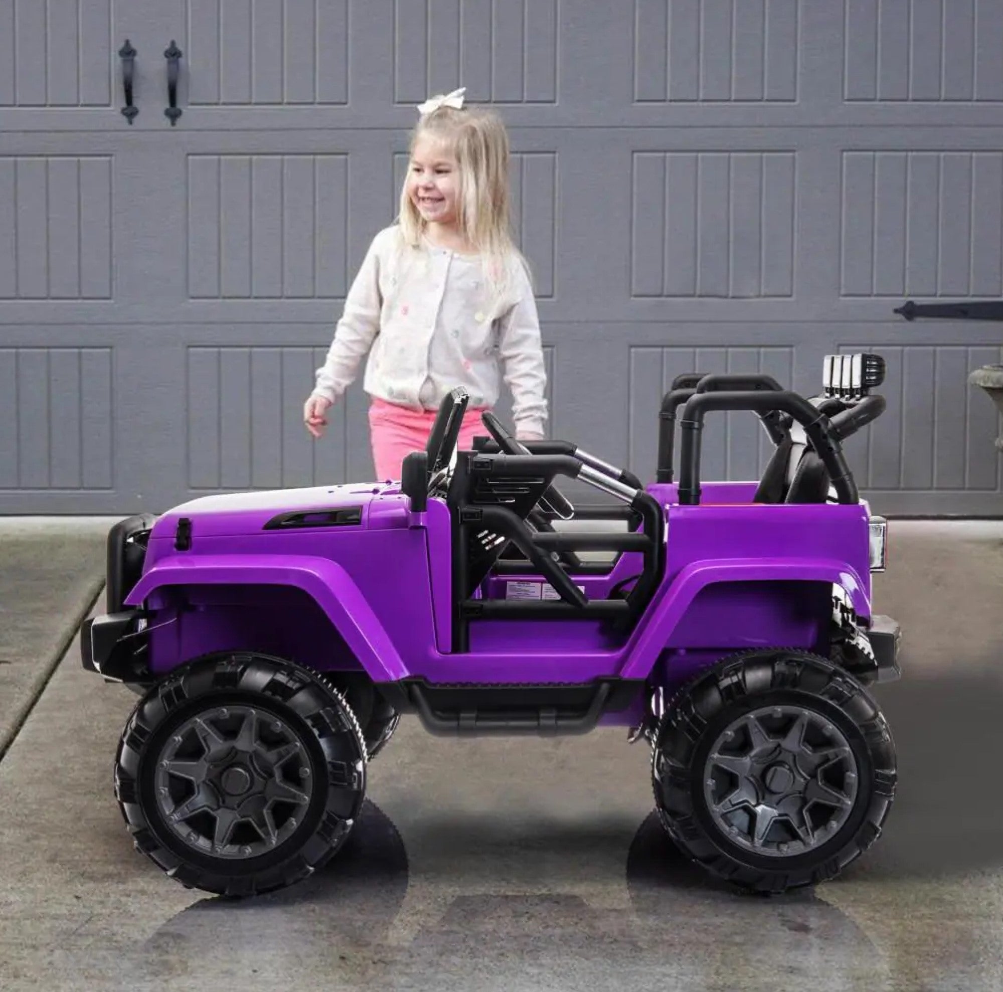 Tobbi 12V Electric Kids Ride On Truck, Battery Powered Kids Toy Jeep Car with Parental Remote - Toys Ride on Jeep, Toys ride Purple