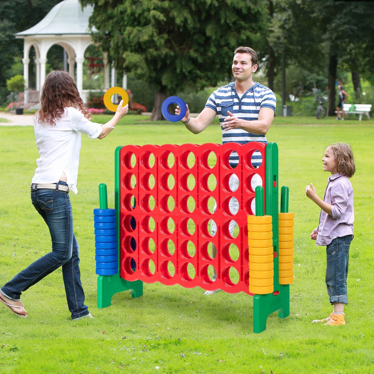 Jumbo 4-in-a-Row Giant Game Set with 42 Large Rings and Quick-Release Slider