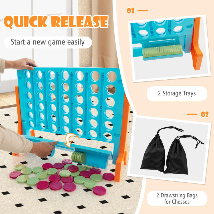 Jumbo 4-to-Score Connect Game Set with Carrying Bag and 42 Durable Coins