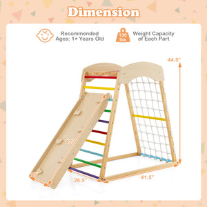 6-in-1 Jungle Gym Wooden Indoor Playground | Double-Sided Ramp & Monkey Bars for Kids