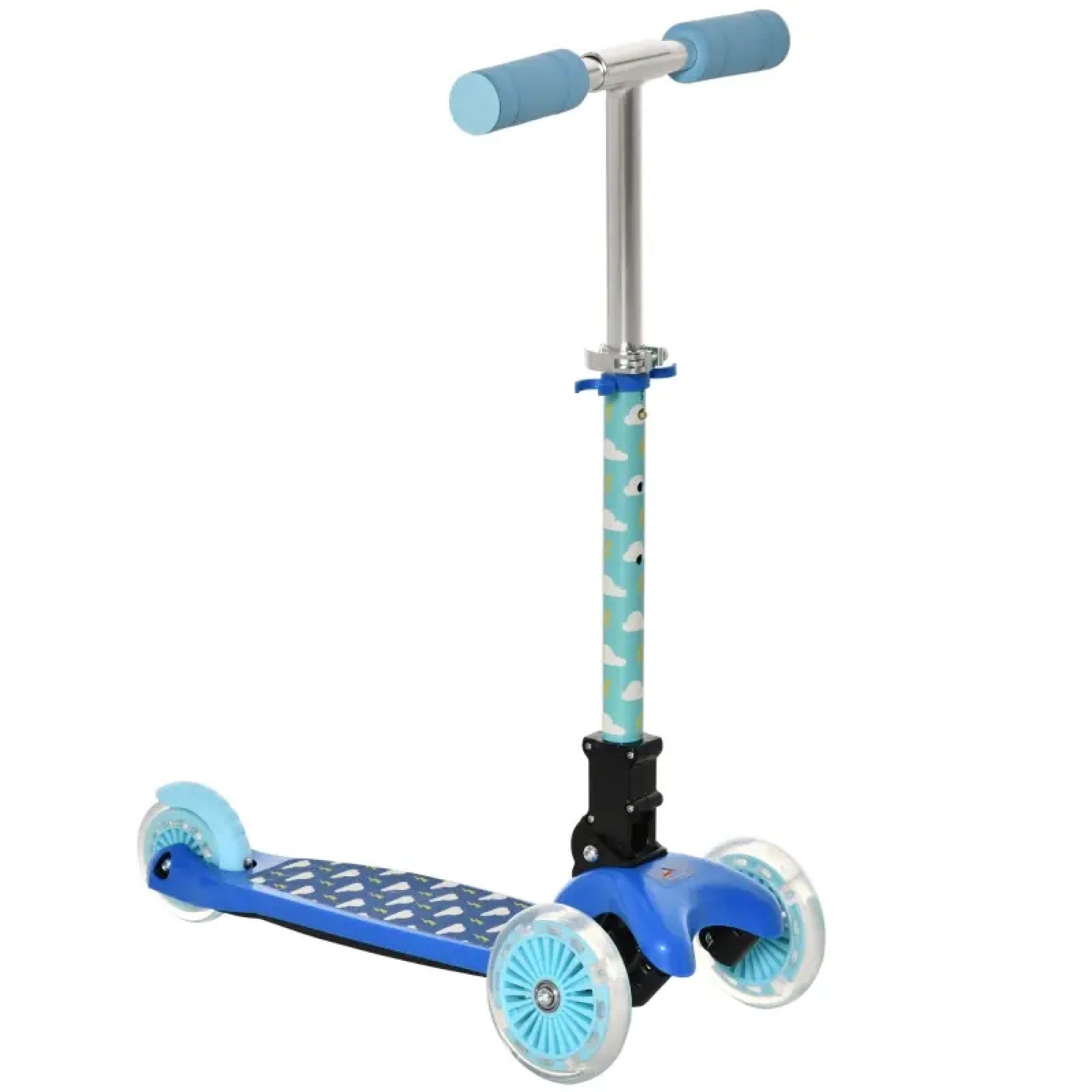 Kick Scooter for Kids, Foldable Children's Scooter Ride-on Toy with 3 Wheels, Adjustable Height, and Flashing LED for Boys and Girls