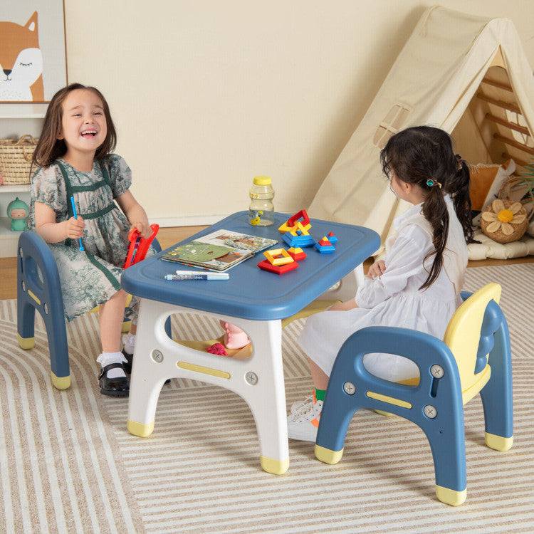 Kids Table and Chair Set with Storage Shelf and Building Blocks – Fun & Functional