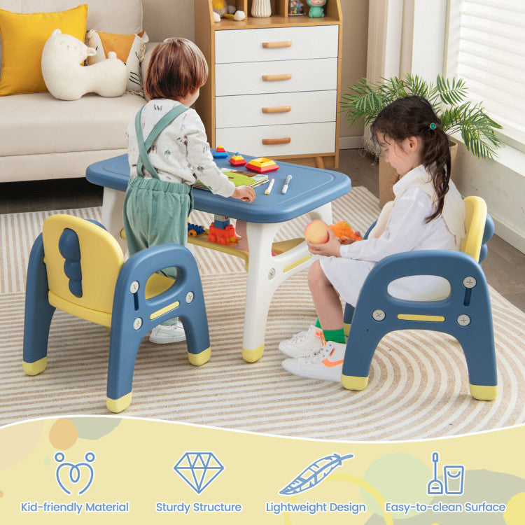 Kids Table and Chair Set with Storage Shelf and Building Blocks – Fun & Functional