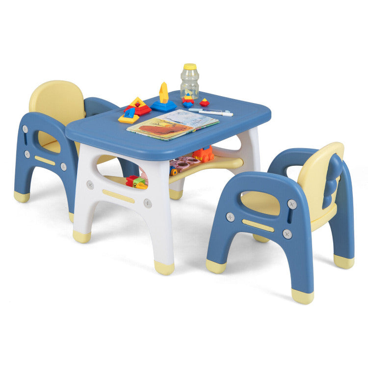 Kids Table and Chair Set with Storage Shelf and Building Blocks – Fun & Functional