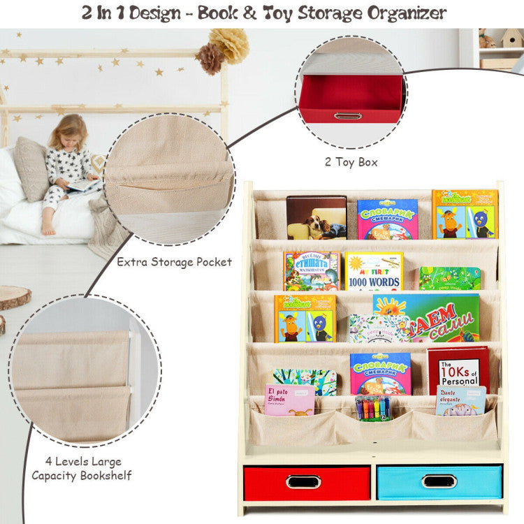 Kids Book & Toy Storage Organizer Shelves – Multi-Compartment Storage for Books and Toys