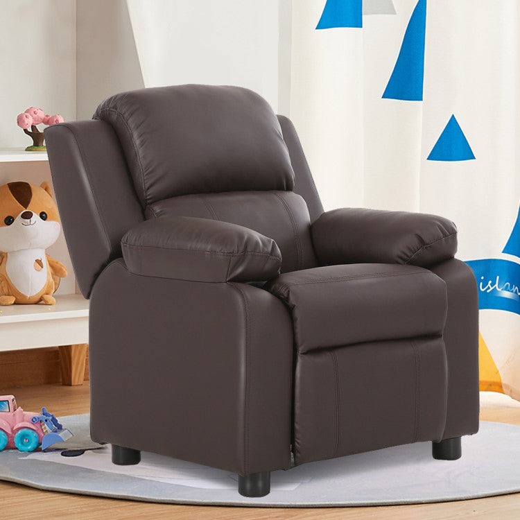 Kids Deluxe Recliner Sofa Chair with Headrest and Storage Arms – Perfect for Children