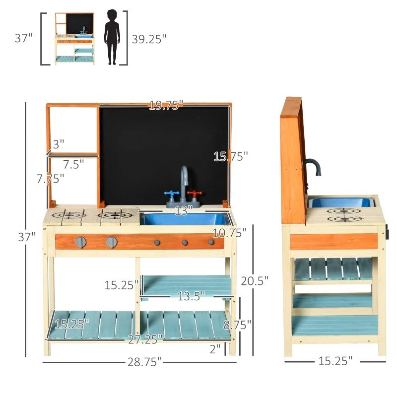 Kids kitchen toy vanity playset