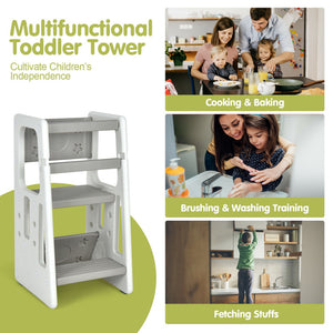 Kids Kitchen Step Stool with Double Safety Rails – Safe & Sturdy Toddler Helper