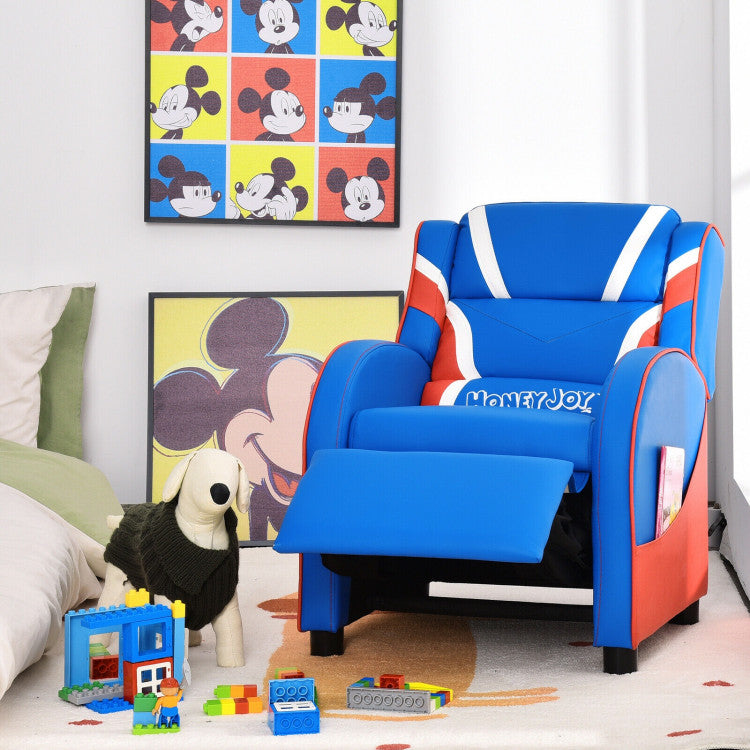 Kids Leather Recliner Chair with Side Pockets – Comfortable and Stylish Seating