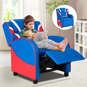 Kids Leather Recliner Chair with Side Pockets – Comfortable and Stylish Seating