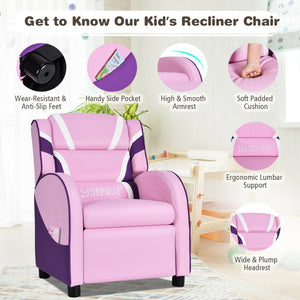 Kids Leather Recliner Chair with Side Pockets – Comfortable and Stylish Seating