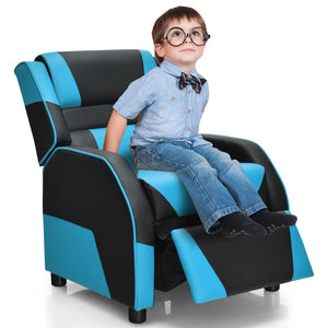 Kids PU Leather Gaming Recliner Sofa with Headrest & Footrest – Youth Chair