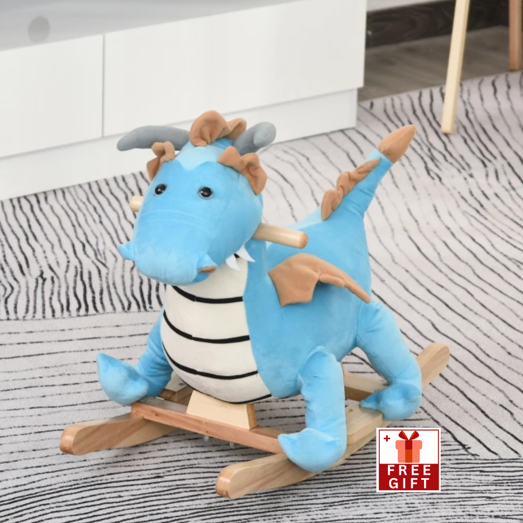 Kids Plush Ride-On Rocking Horse Toy Dinosaur 