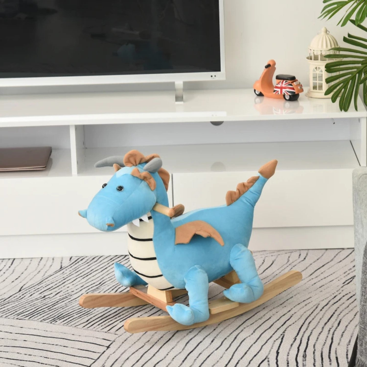 Kids Plush Ride-On Rocking Horse Toy Dinosaur 