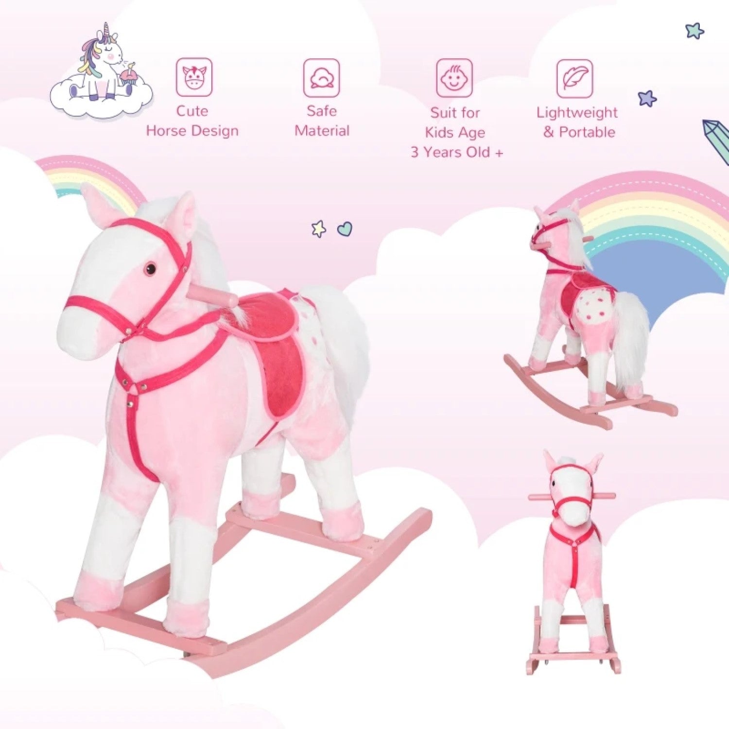 pink rocking horse 3 year old