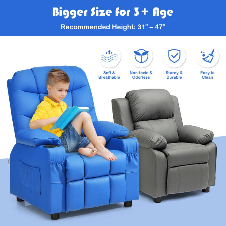 Kids Recliner Chair with Cup Holder abd Footrest – Comfortable Seating for Children