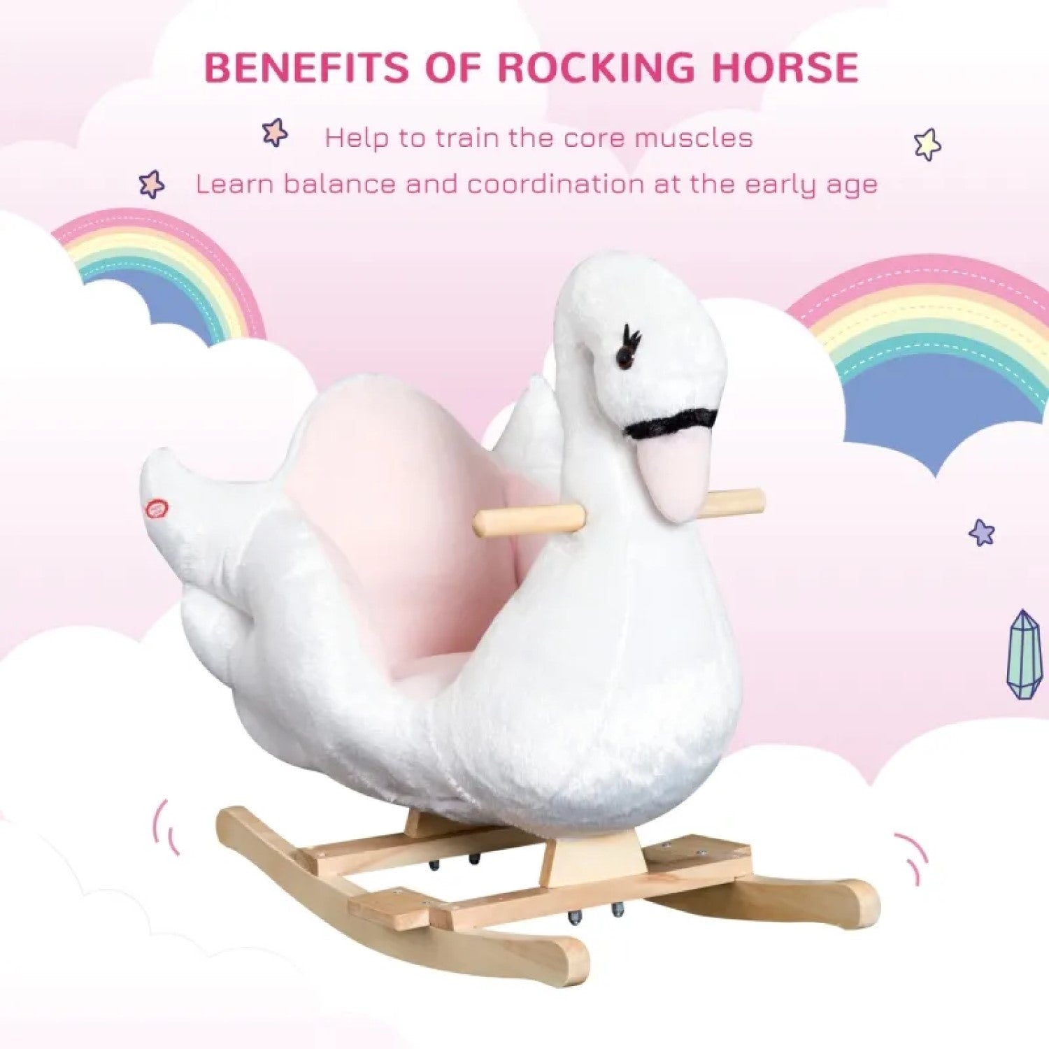  Kids Ride On Rocking Horse Plush Swan Style 