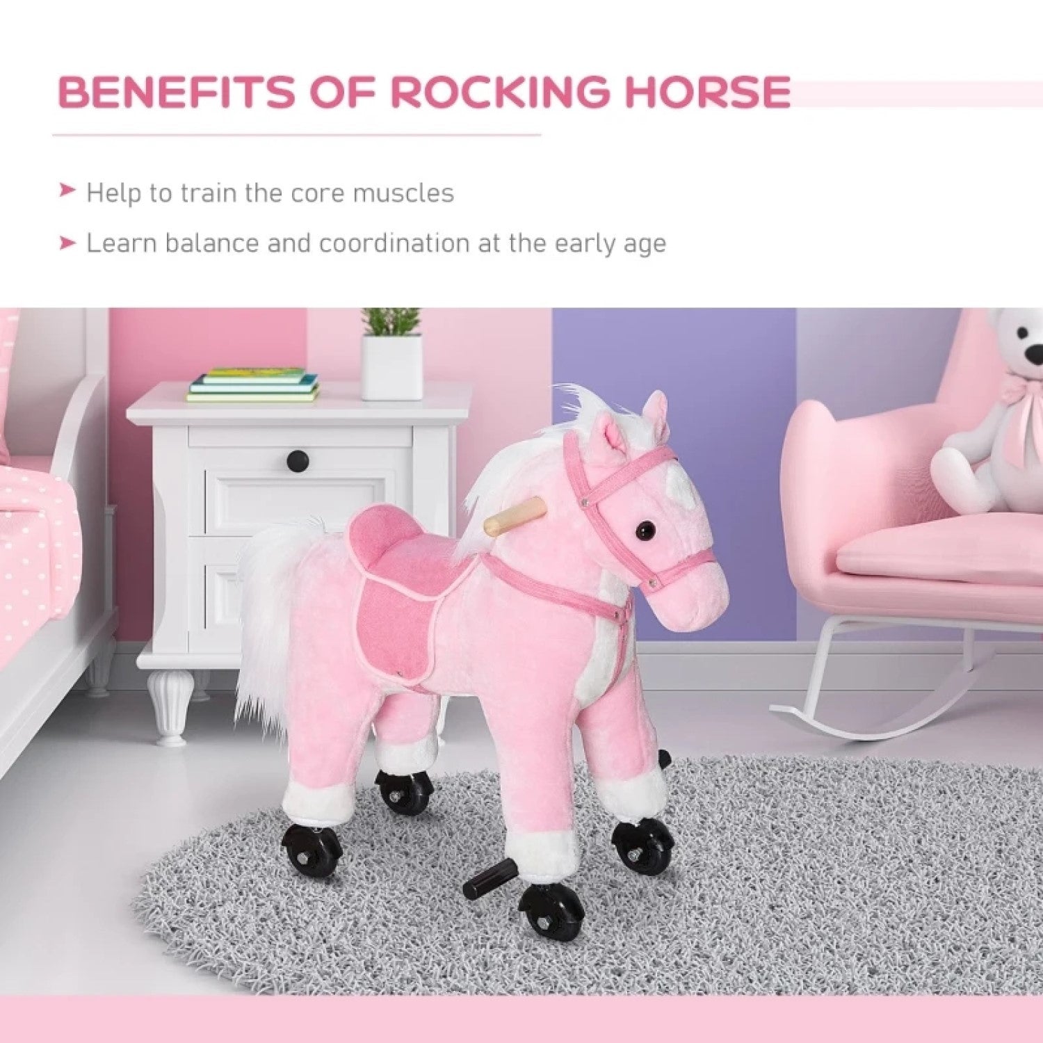 pink rocking horse 3 year old