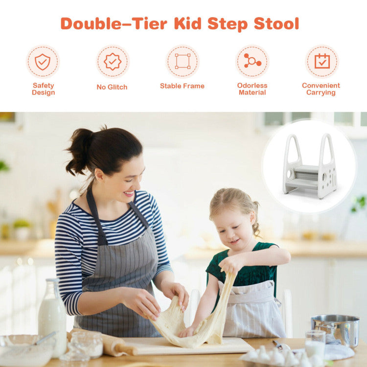 Kids Step Stool with Armrest for Kitchen, Toilet, Potty Training - Learning Helper