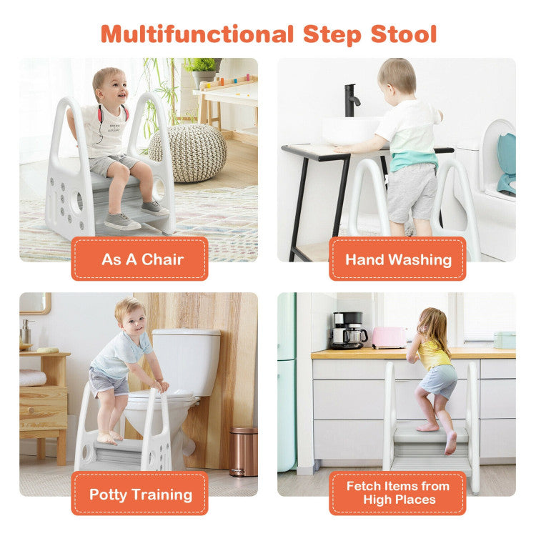 Kids Step Stool with Armrest for Kitchen, Toilet, Potty Training - Learning Helper