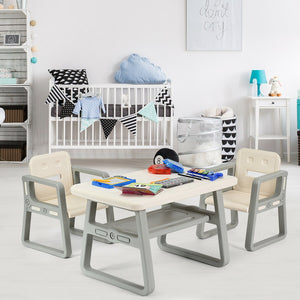 Kids Table and 2 Chairs Set with Storage Shelf for Playroom, Toddler Furniture