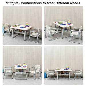 Kids Table and 2 Chairs Set with Storage Shelf for Playroom, Toddler Furniture