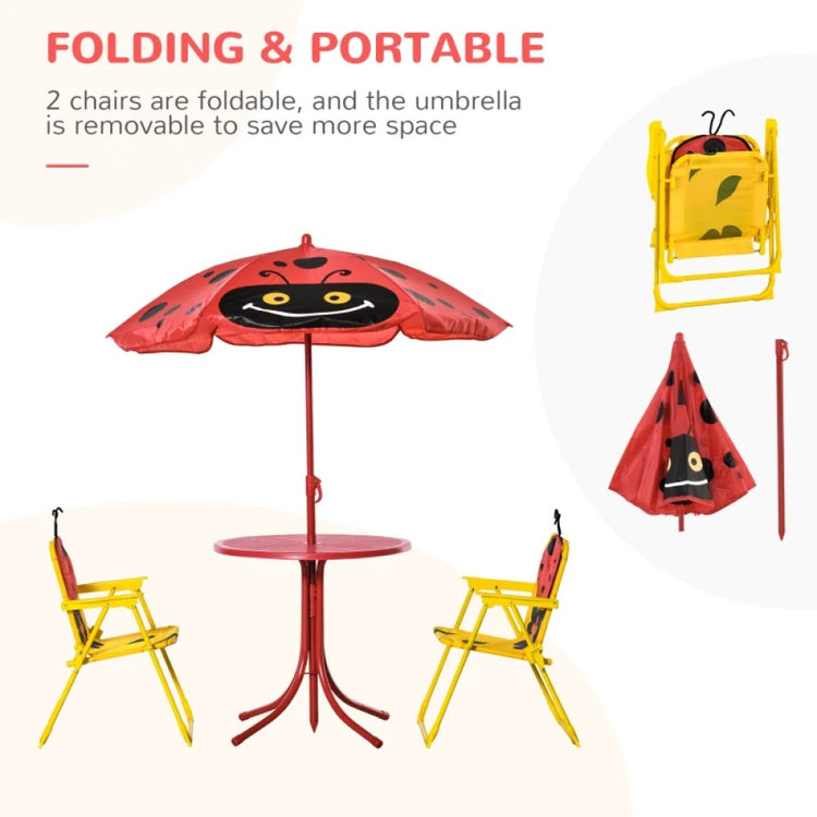 Kids Table and Chair Set with Adjustable Umbrella – Outdoor Picnic Furniture for Ages 3-6