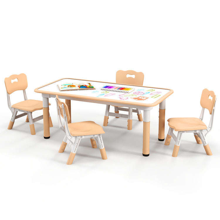 Kids Table and Chairs Set for 4 with Graffiti Desktop – Durable & Fun Furniture