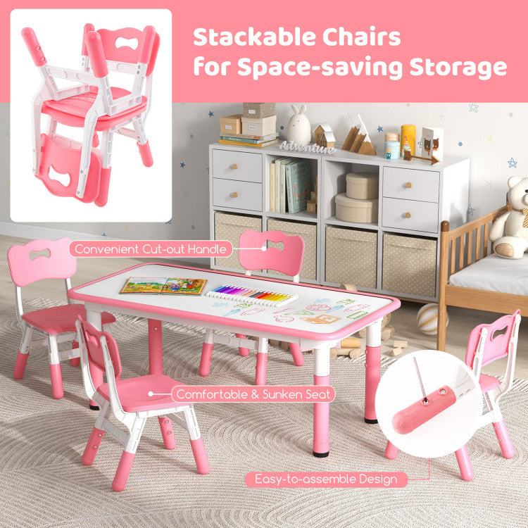 Kids Table and Chairs Set for 4 with Graffiti Desktop – Durable & Fun Furniture