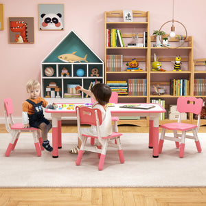 Kids Table and Chairs Set for 4 with Graffiti Desktop – Durable & Fun Furniture