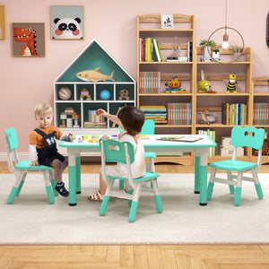 Kids Table and Chairs Set for 4 with Graffiti Desktop – Durable & Fun Furniture