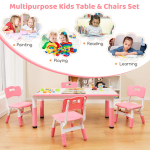 Kids Table and Chairs Set for 4 with Graffiti Desktop – Durable & Fun Furniture