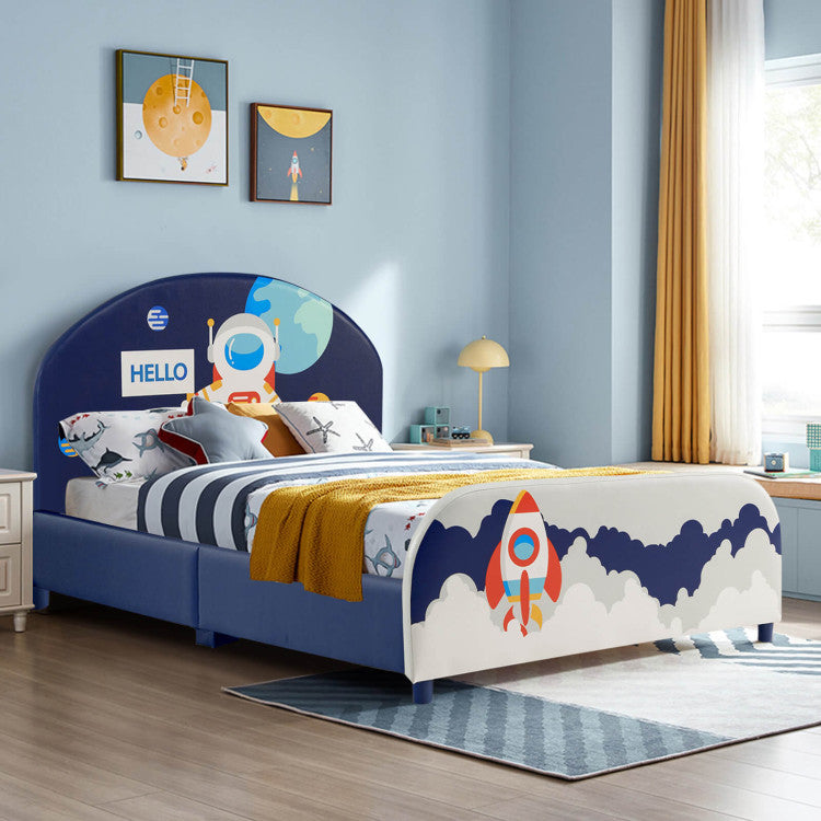 Kids Upholstered Platform Bed with Headboard and Footboard – Stylish Kids Bed Frame