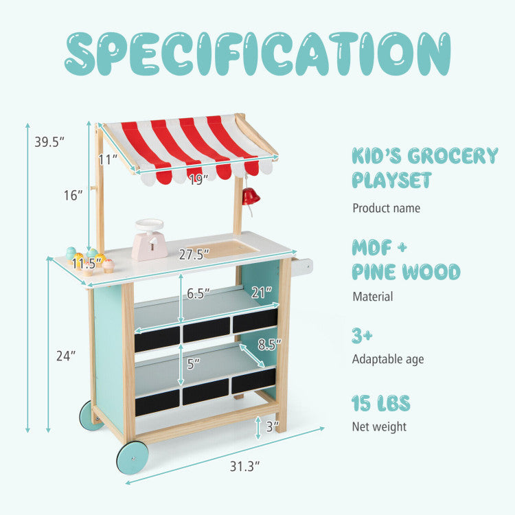 Kids Wooden Ice Cream Cart