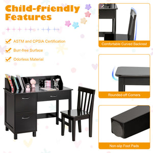 Kids Wooden Writing Desk Set with Drawer and Storage Cabinet – Functional & Stylish