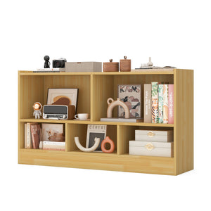 Kids 2-Shelf Bookcase & 5-Cube Wood Toy Storage Cabinet Organizer