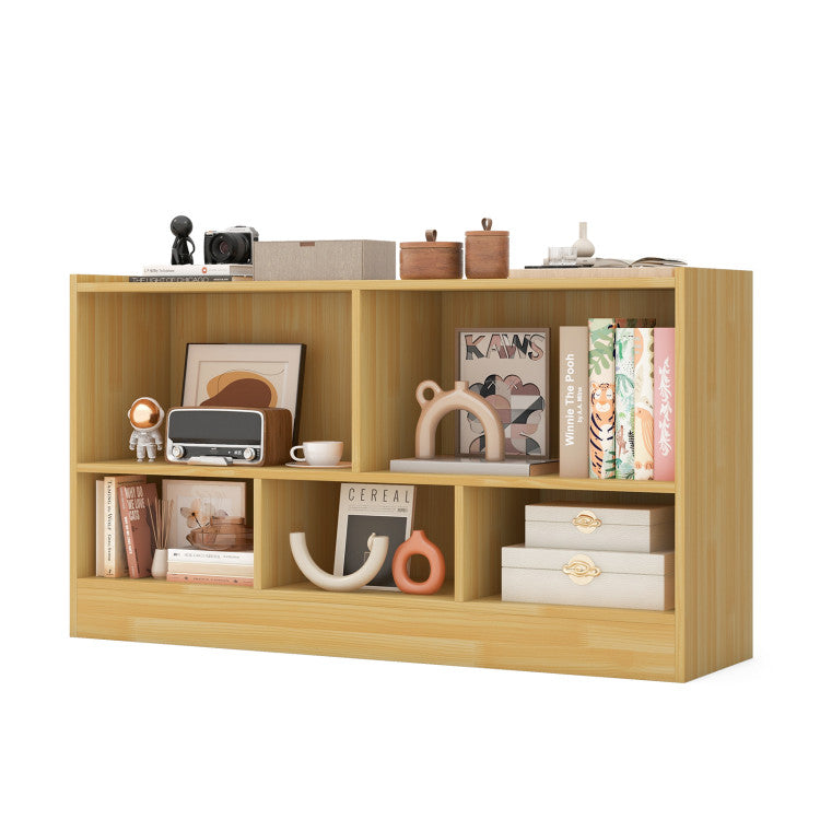 Kids 2-Shelf Bookcase & 5-Cube Wood Toy Storage Cabinet Organizer