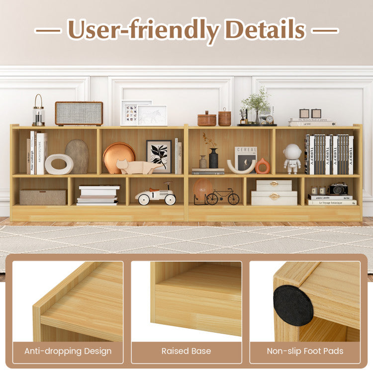 Kids 2-Shelf Bookcase & 5-Cube Wood Toy Storage Cabinet Organizer
