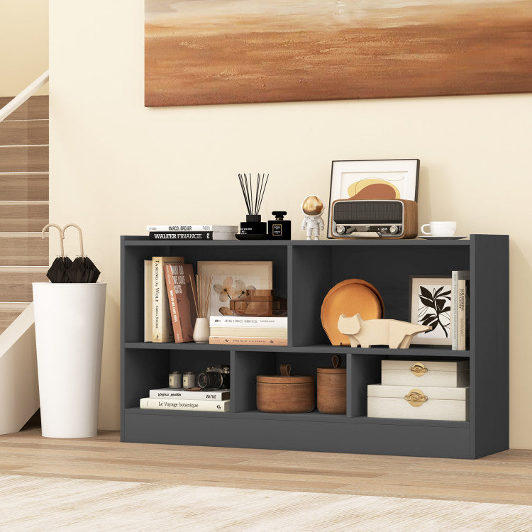 Kids 2-Shelf Bookcase & 5-Cube Wood Toy Storage Cabinet Organizer