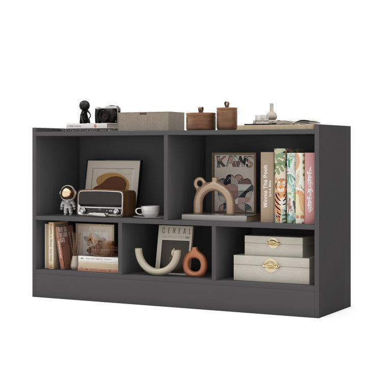 Kids 2-Shelf Bookcase & 5-Cube Wood Toy Storage Cabinet Organizer