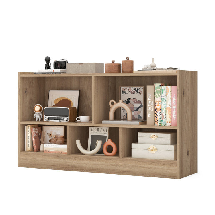 Kids 2-Shelf Bookcase & 5-Cube Wood Toy Storage Cabinet Organizer