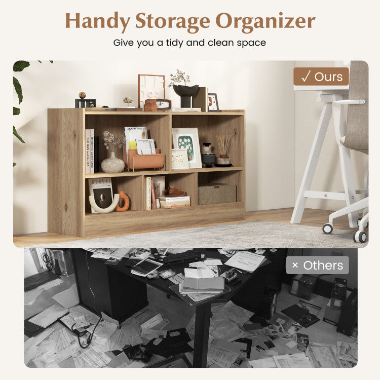 Kids 2-Shelf Bookcase & 5-Cube Wood Toy Storage Cabinet Organizer