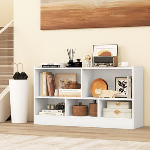 Kids 2-Shelf Bookcase & 5-Cube Wood Toy Storage Cabinet Organizer