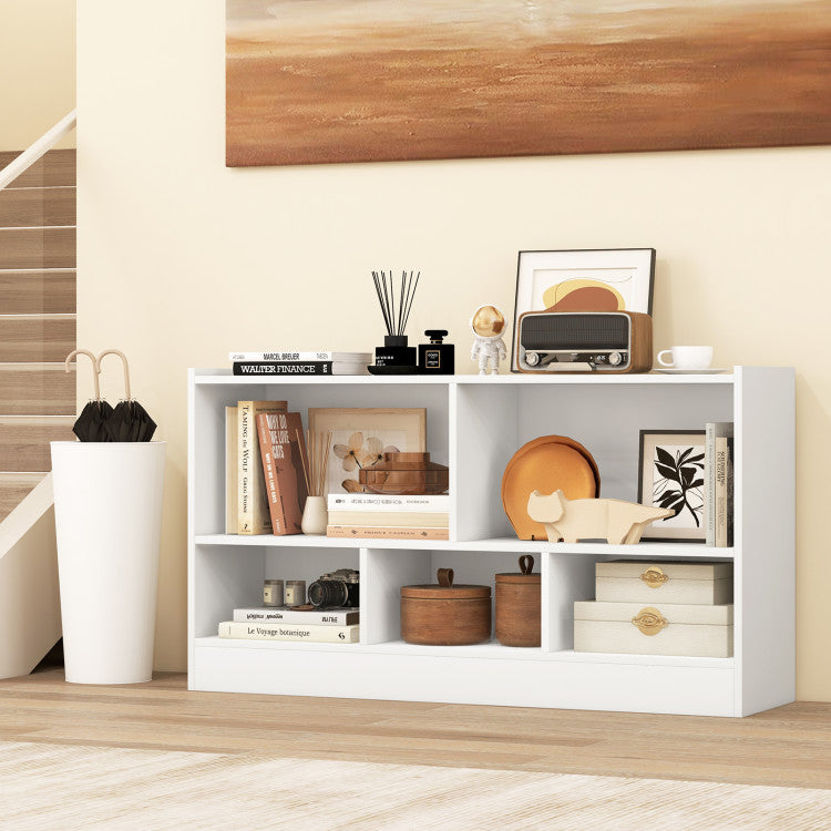 Kids 2-Shelf Bookcase & 5-Cube Wood Toy Storage Cabinet Organizer