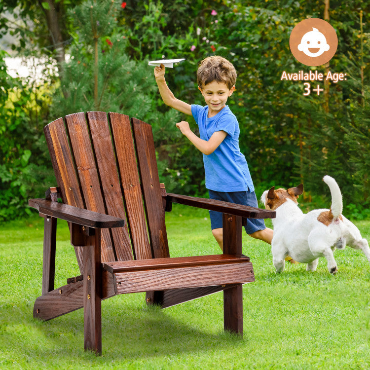 Kids' Adirondack Chair with High Backrest and Armrests – Durable Outdoor Seating