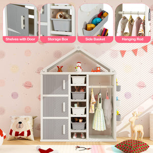 Kids Costume Storage Closet Organizer with Bins, Shelves & Side Baskets – Ideal for Kids’ Room